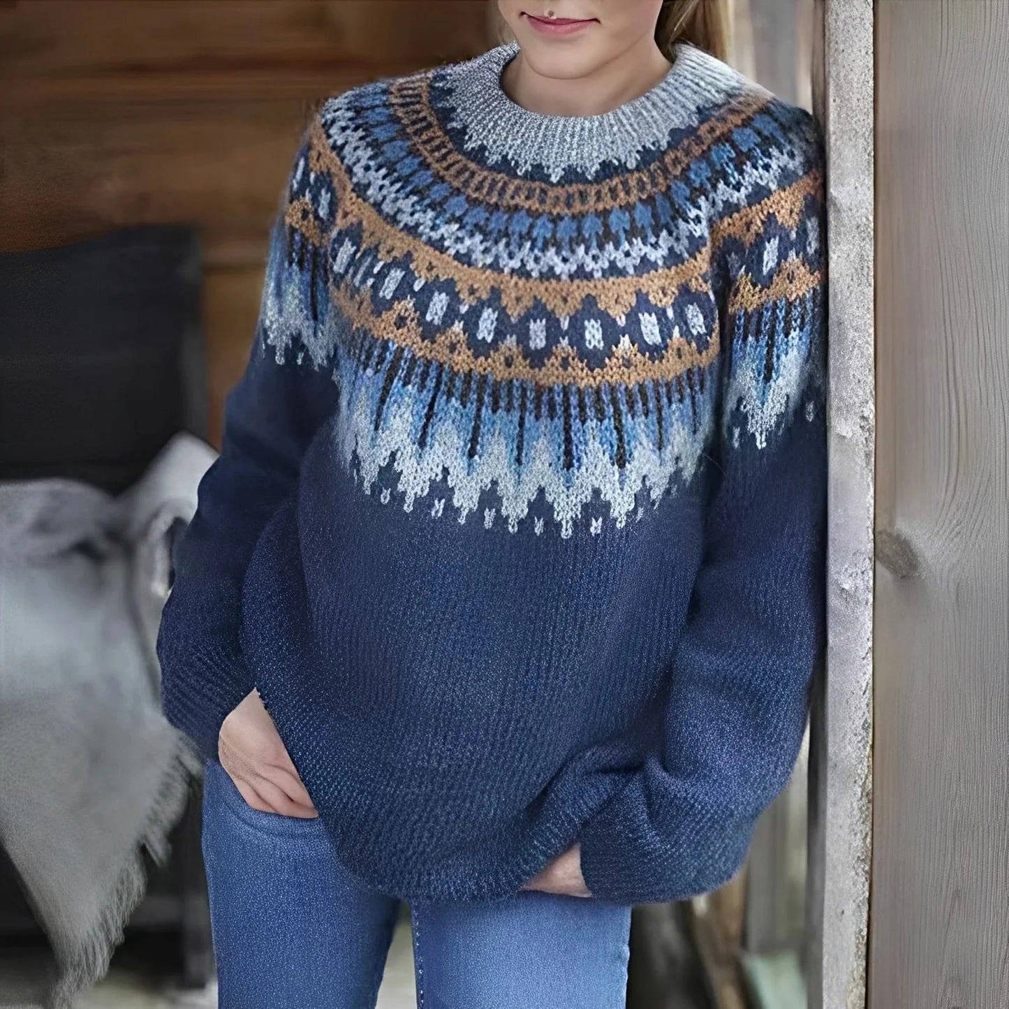 Remy - Klassischer bedruckter Pullover für Damen