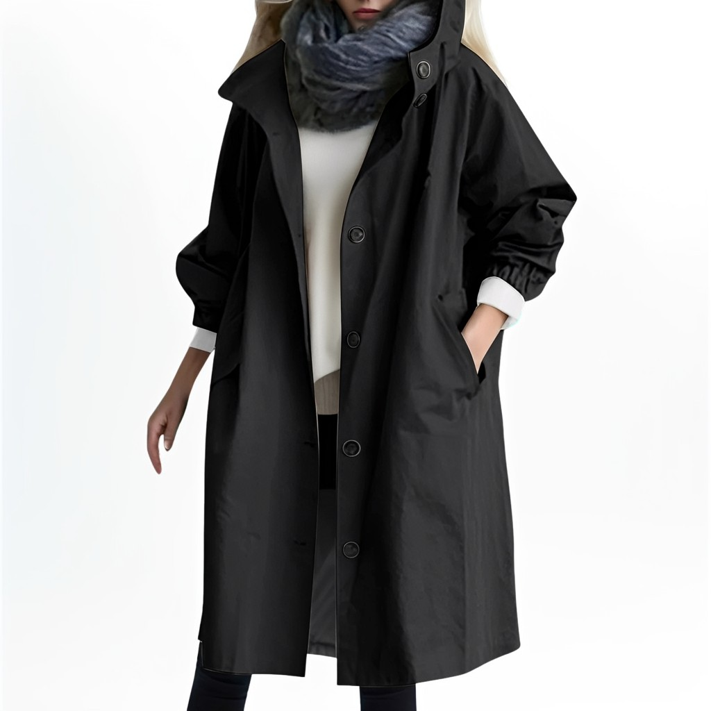 Shawna - Lange, wasserdichte Kapuzenjacke für Damen