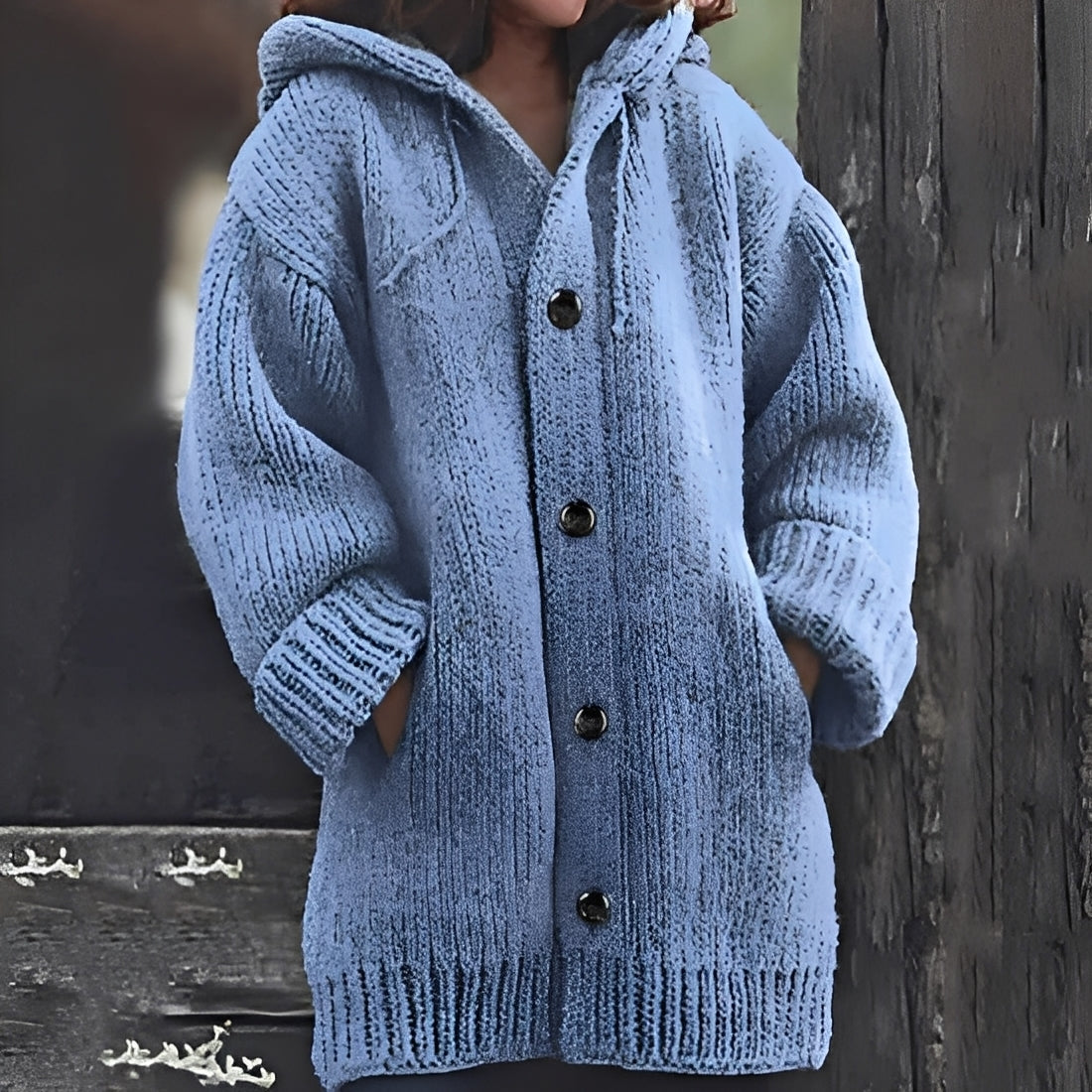 Jaqueline - Gemütliche Strickjacke mit Kapuze für Damen