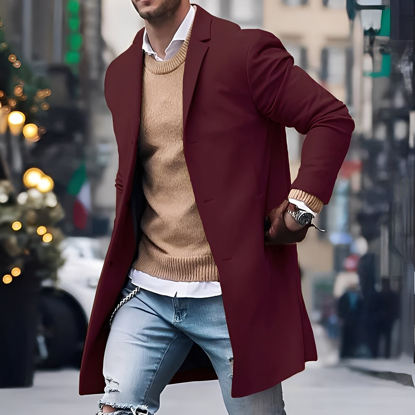 Landen - Eleganter Trenchcoat mit Reverskragen für Herren