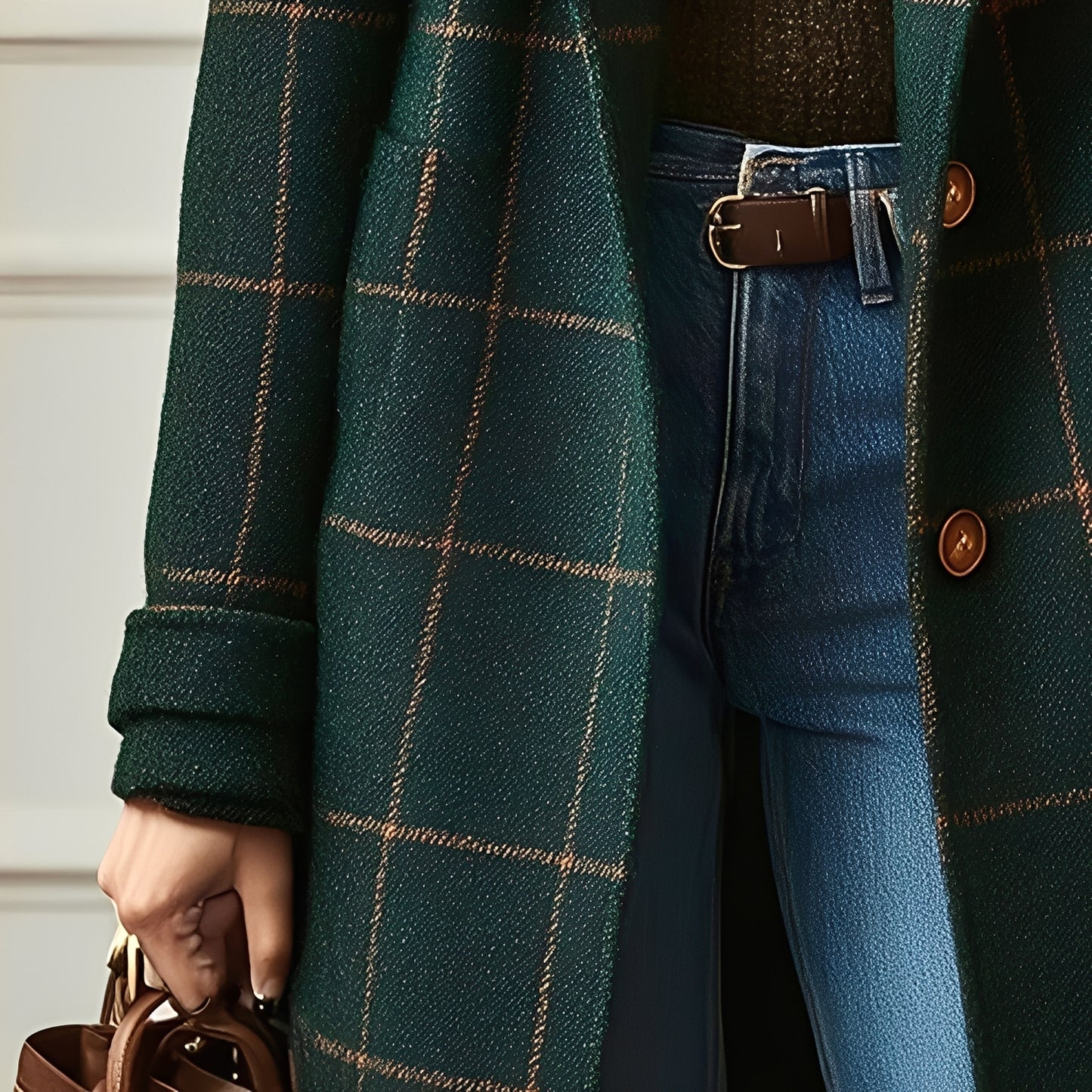 Moriah - Klassischer Tweedmantel mit Karomuster für Damen