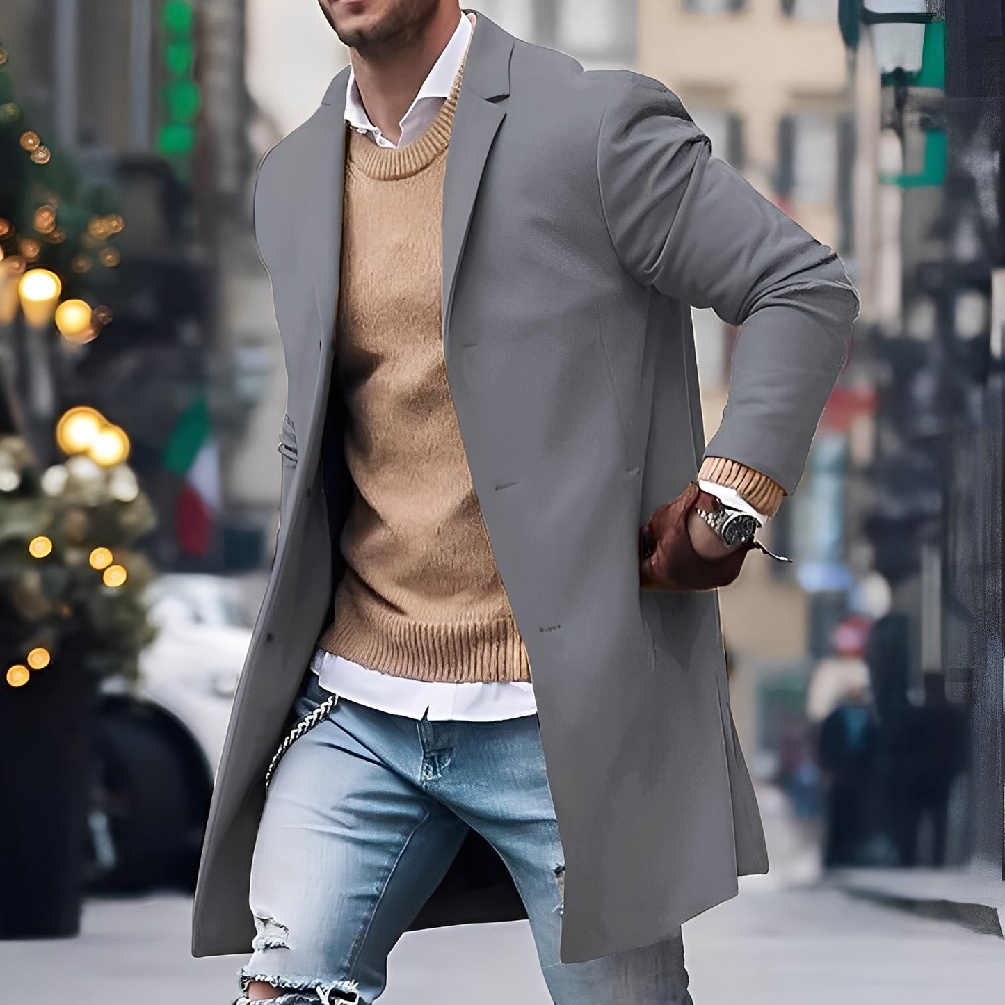 Landen - Eleganter Trenchcoat mit Reverskragen für Herren