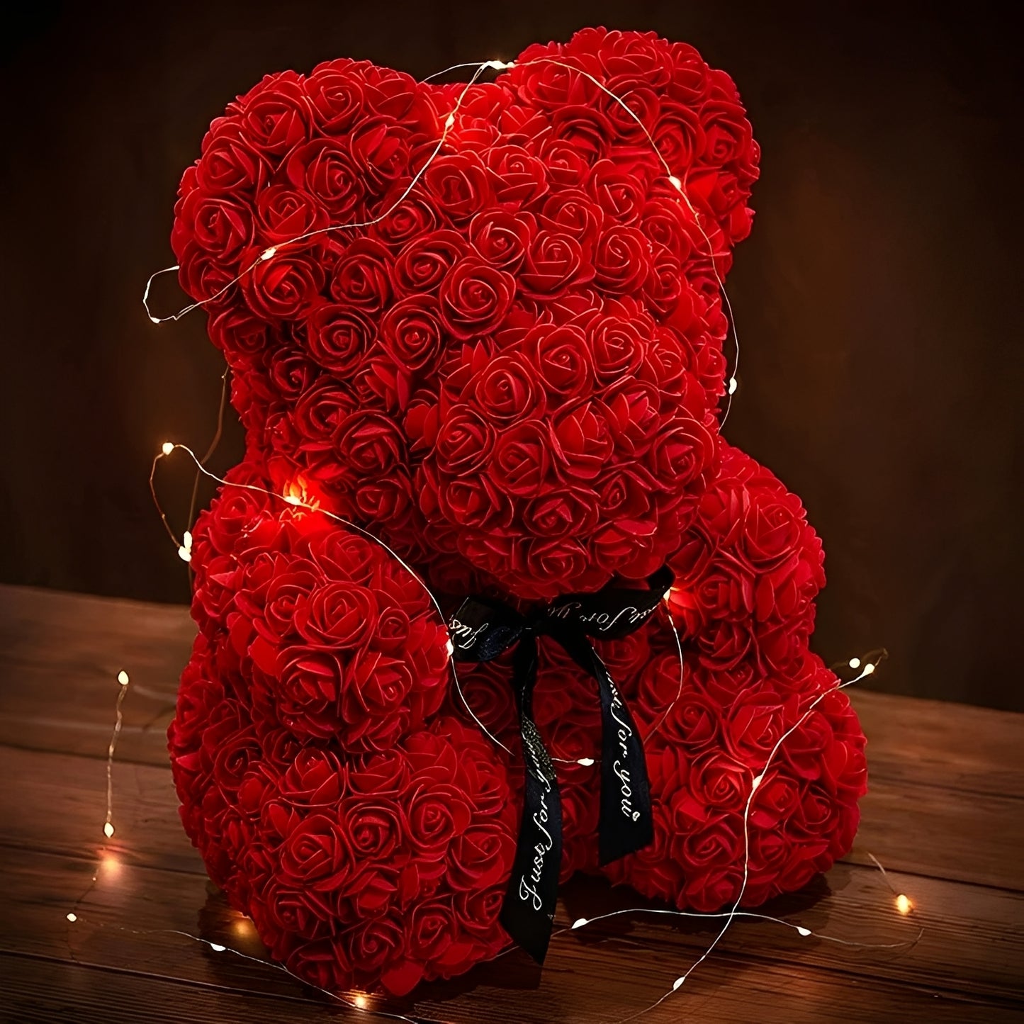 Valen - Rosa Teddybär in LED-Box zum Valentinstag