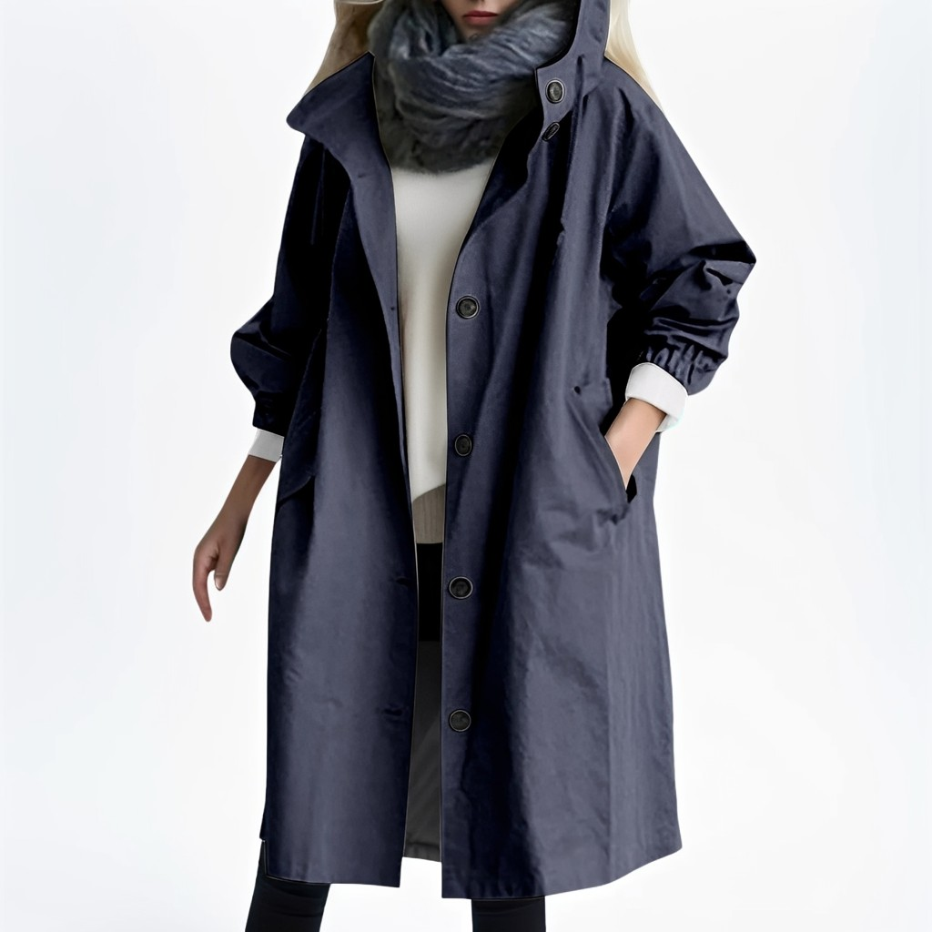 Shawna - Lange, wasserdichte Kapuzenjacke für Damen