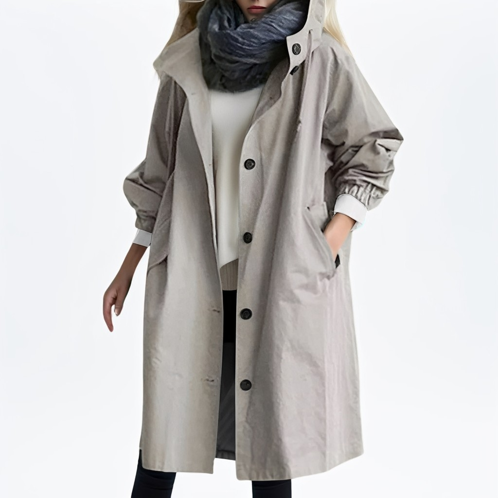 Shawna - Lange, wasserdichte Kapuzenjacke für Damen