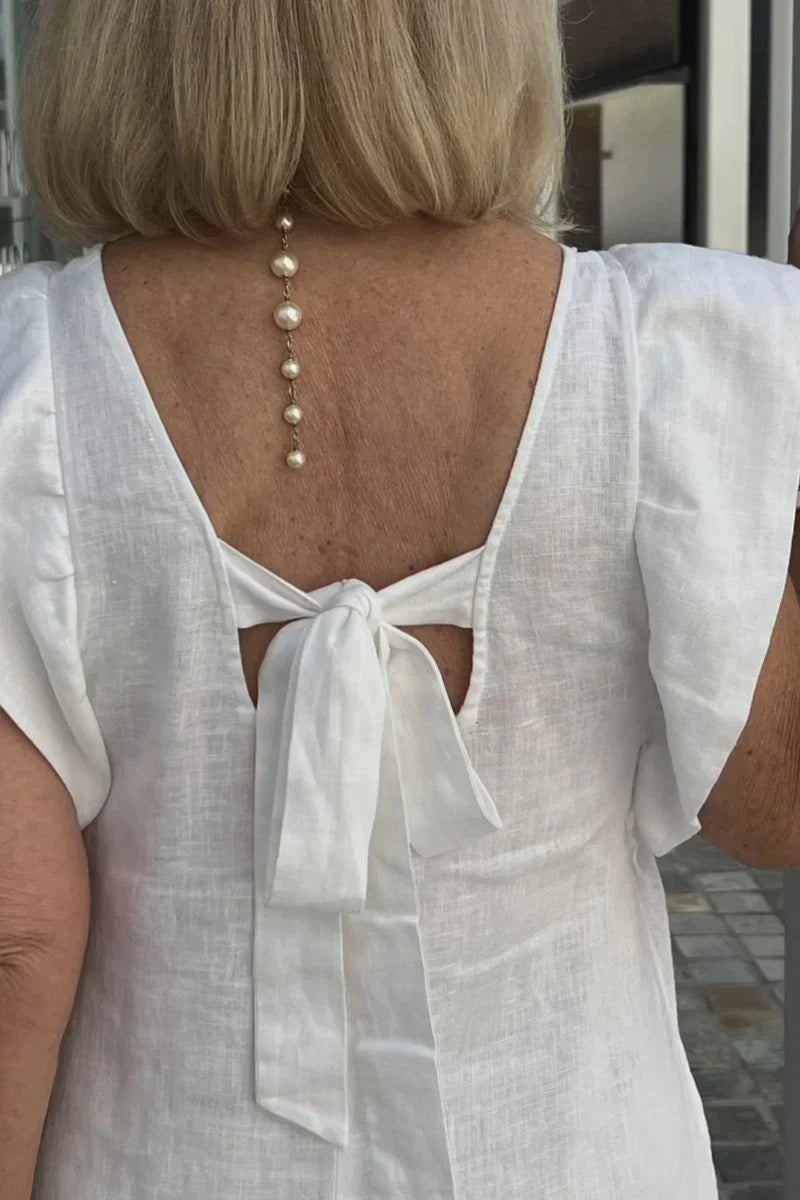 Bracha - Elegantes ärmelloses Sommerleinenkleid