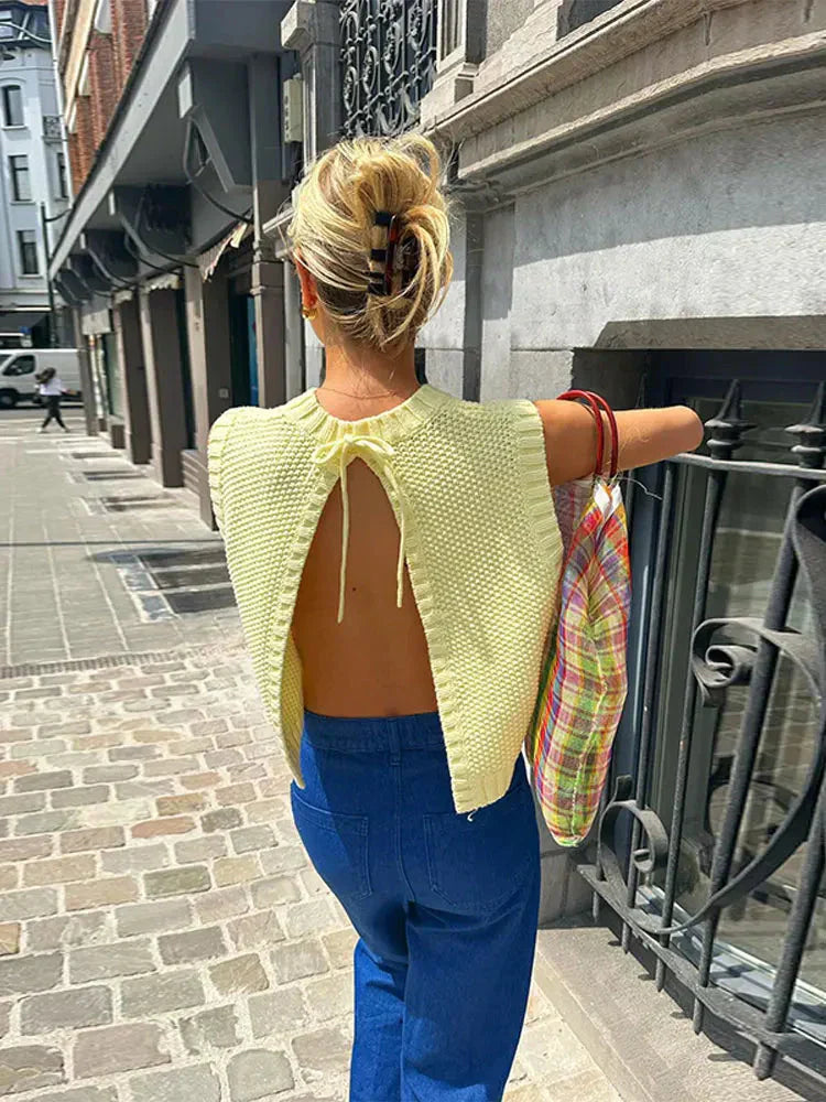 Irene – Stricktop Offener Rücken