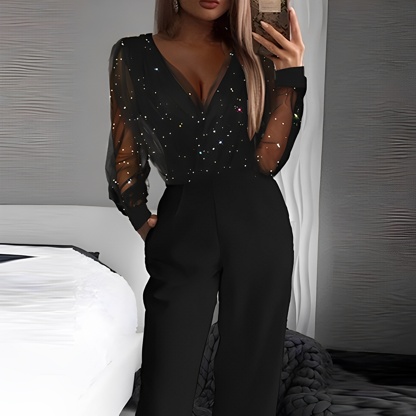 Catherina - Eleganter Jumpsuit mit V-Ausschnitt für Damen