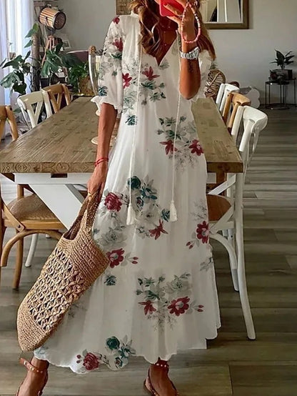 Dianna - Boho Kleid mit Bauchkaschierung