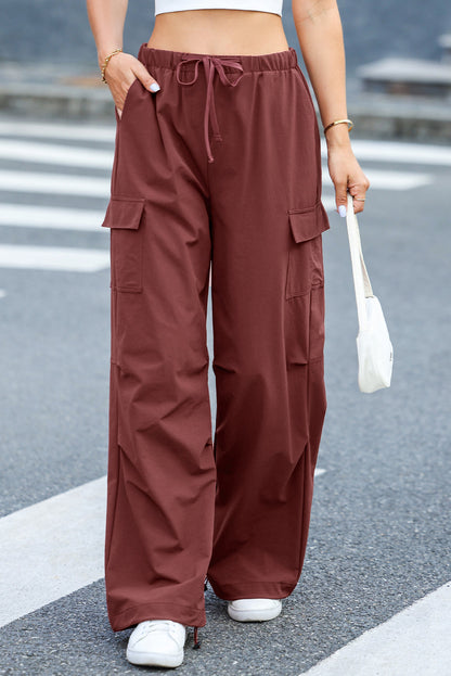 Lira- Weite Cargohose, Roter Kordelzug
