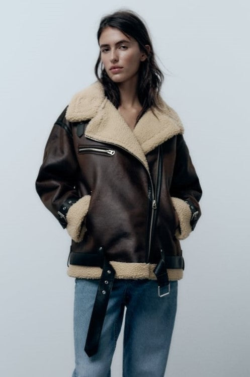 Bridget - Jacke mit Kunstleder-Kragen Schick
