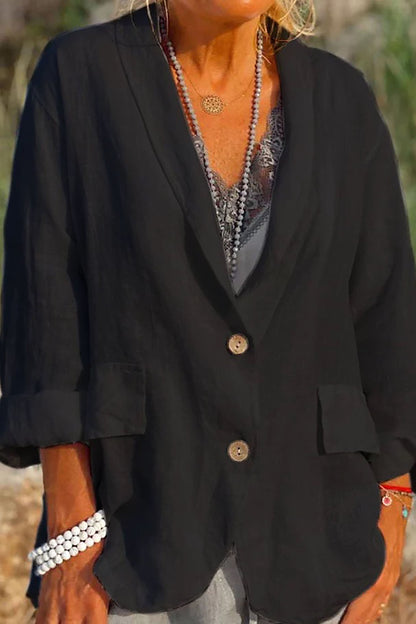 Jessica – Leichte Jacke aus Leinen mit Knöpfen