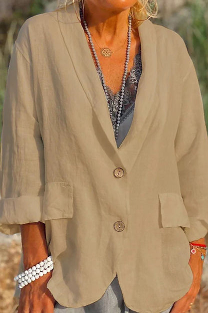 Jessica – Leichte Jacke aus Leinen mit Knöpfen
