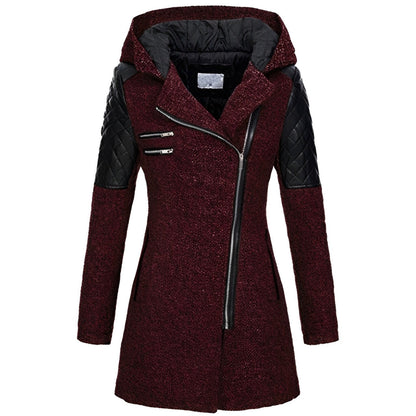 Chasity - Stilvoller warmer Mantel mit Kapuze für Damen