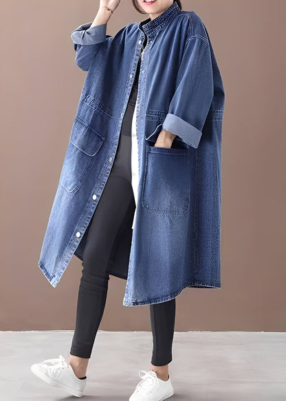 Jacinda - Oversized-Jeansjacke mit Stehkragen für Damen