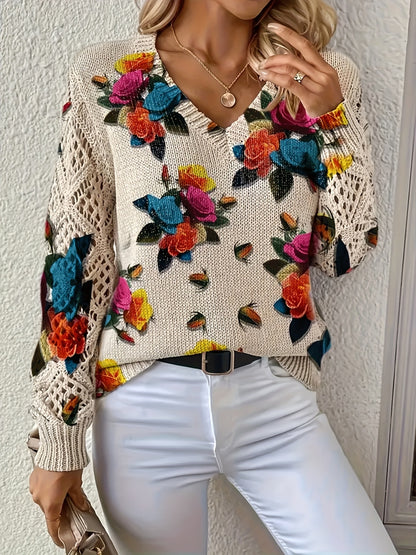 Ashtyn - Stilvoller Pullover mit Blumenmuster für Damen