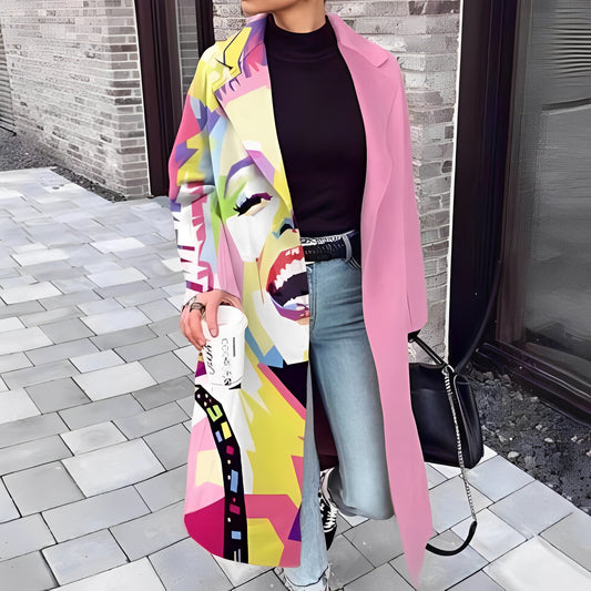 Kelsea - Stilvoller Catwalk-Mantel mit Print für Damen