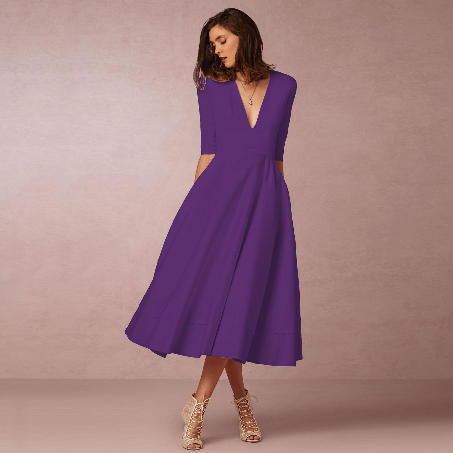 Sharise - Lässiges Kleid mit V-Ausschnitt für Damen