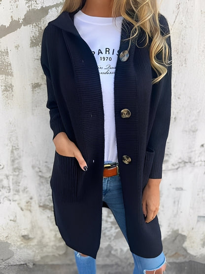 Kimmie - Lässiger langer Cardigan mit Kapuze für Damen