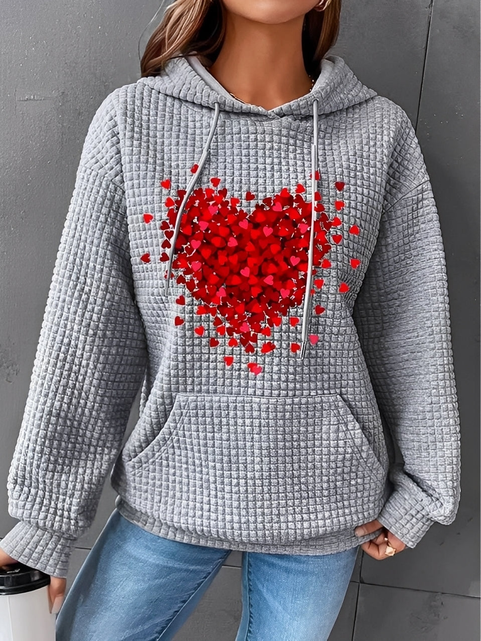 Berenice - Bedrucktes, warmes Kapuzensweatshirt für Damen