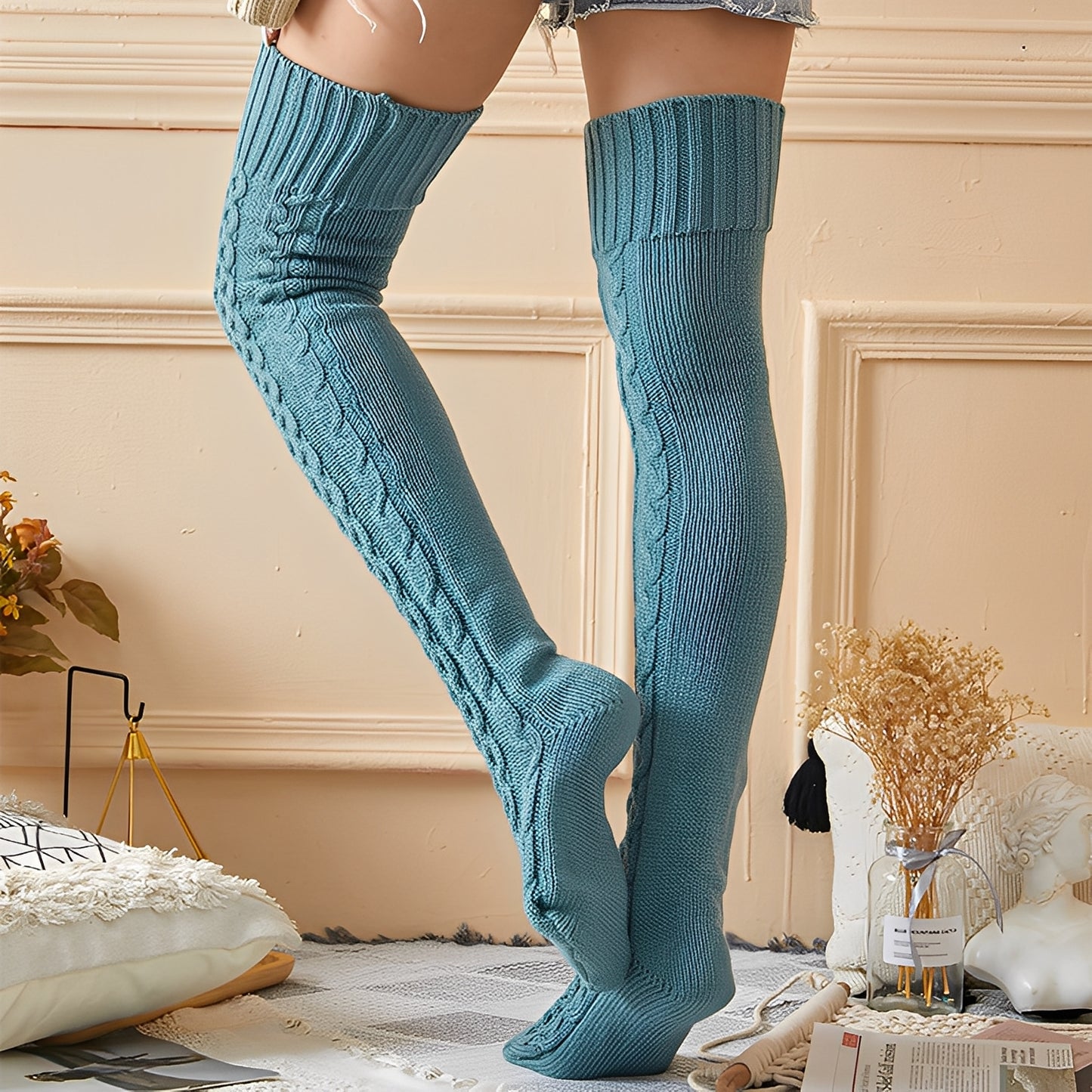 Jillian - Stilvolle, warme, lange Wollsocken für Damen