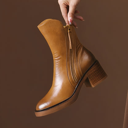 Pamella - Klassische knöchelhohe Lederstiefel für Damen