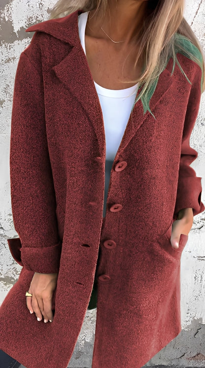 Meridith - Stilvoller langer Mantel mit Reverskragen für Damen