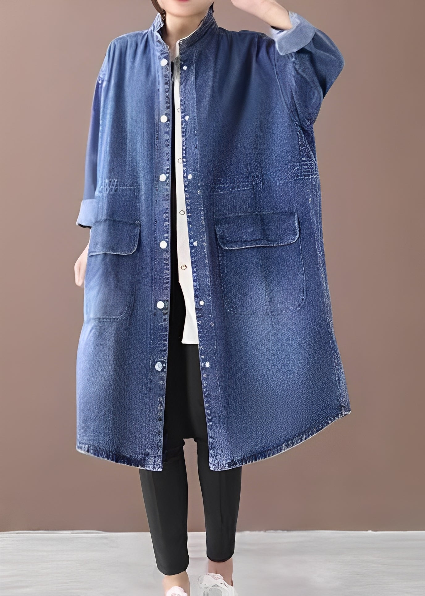 Jacinda - Oversized-Jeansjacke mit Stehkragen für Damen