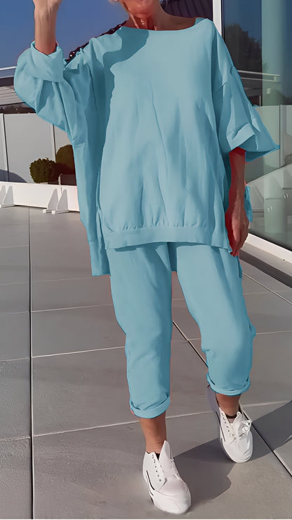 Eleanore - Lässiges Set aus lockerem Oberteil und Hose für Damen