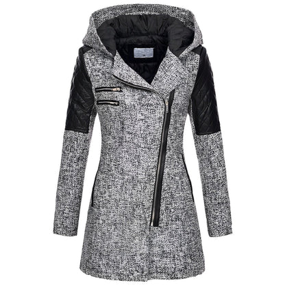 Chasity - Stilvoller warmer Mantel mit Kapuze für Damen