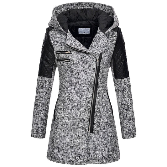 Chasity - Stilvoller warmer Mantel mit Kapuze für Damen