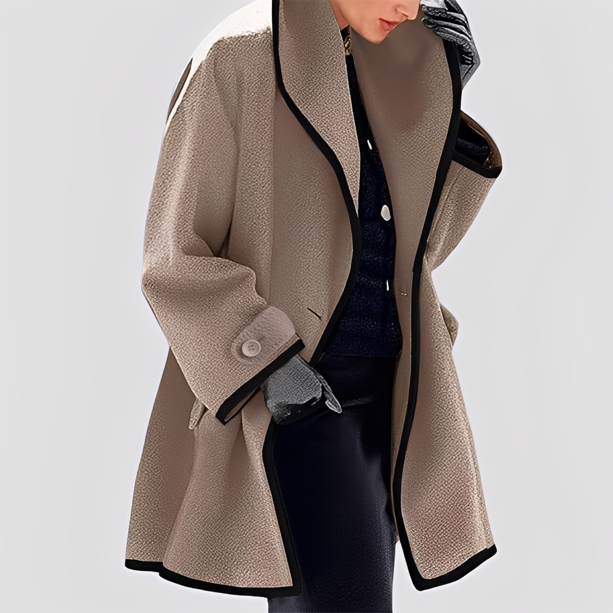 Abigale - Modischer Woll-Trenchcoat mit Kapuze für Damen