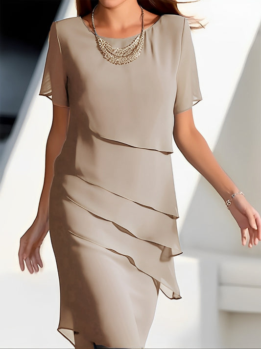 Carmel - Elegantes Chiffonkleid mit Patchwork für Damen