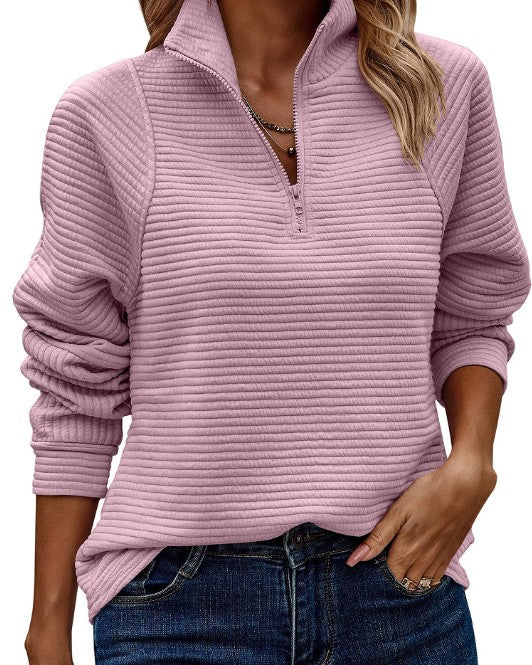 Zinnia - Gerippter Pullover mit Reißverschluss für Damen