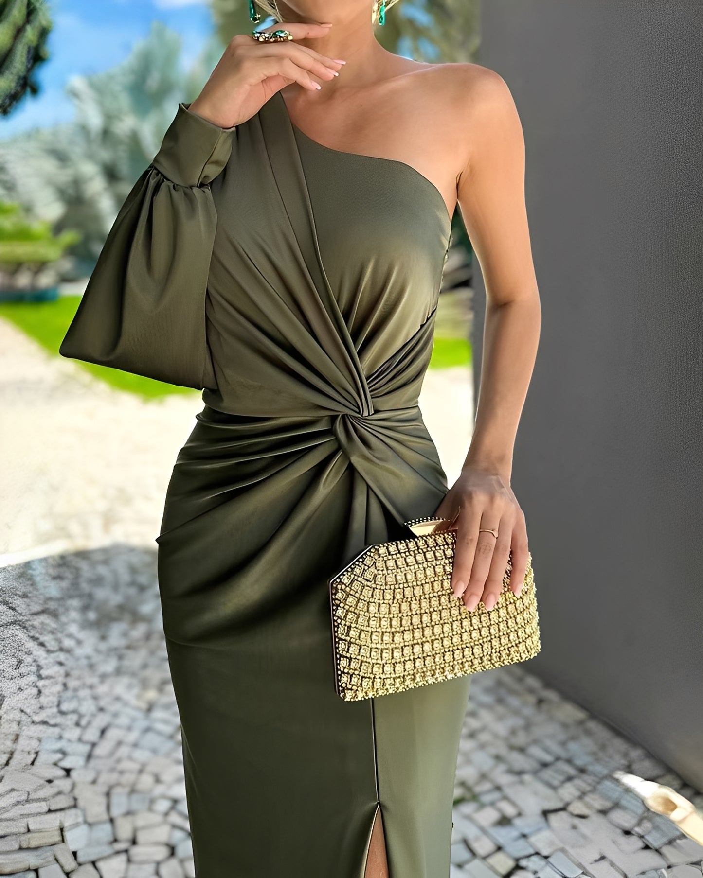 Pauline - Elegantes, drapiertes One-Shoulder-Kleid für Damen