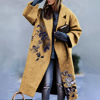 Zariah - Langer, dicker Mantel mit Print für Damen