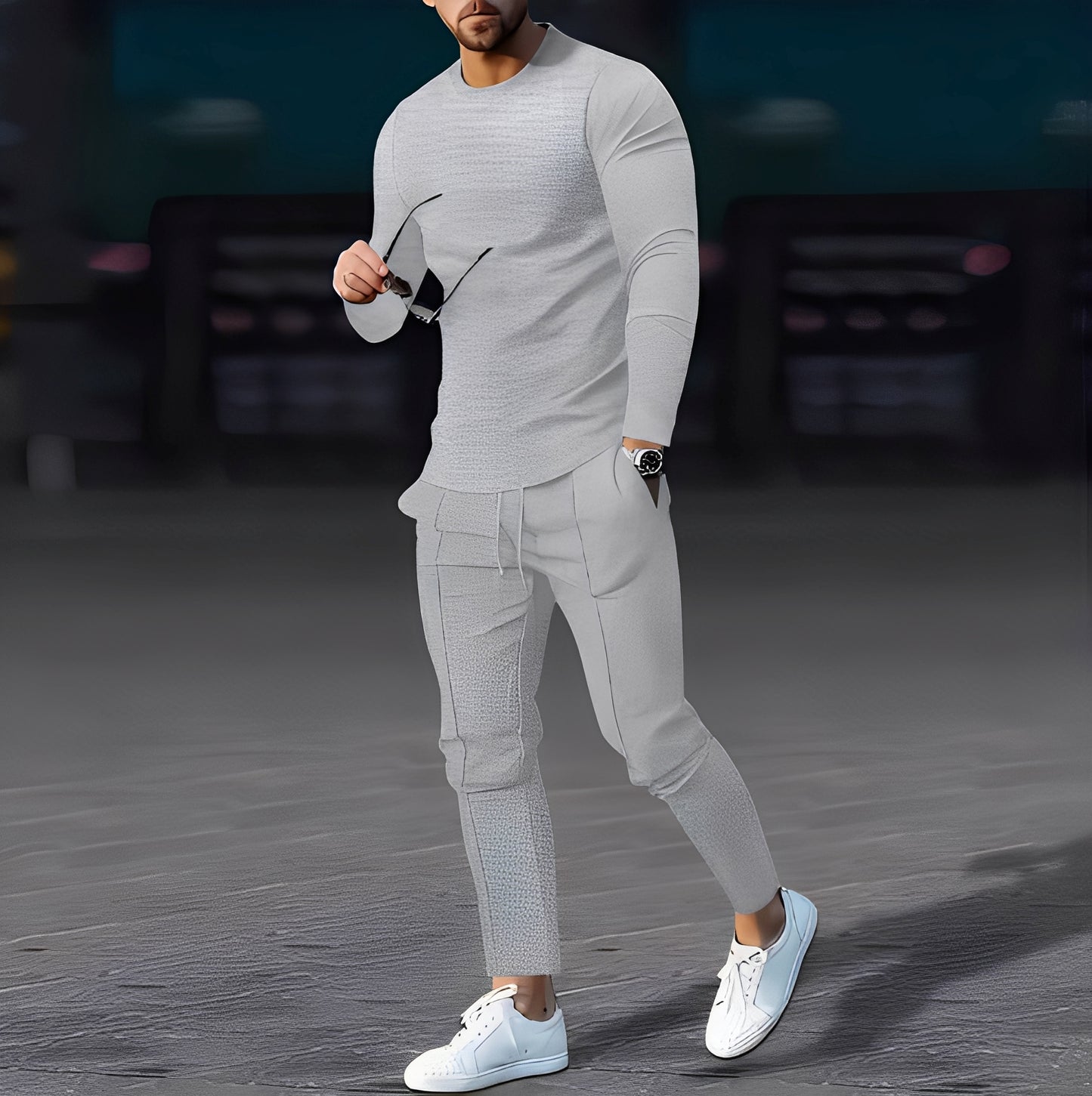 Dillan - Lässiges Slim-Fit-Set für Herren aus Waffelstoff