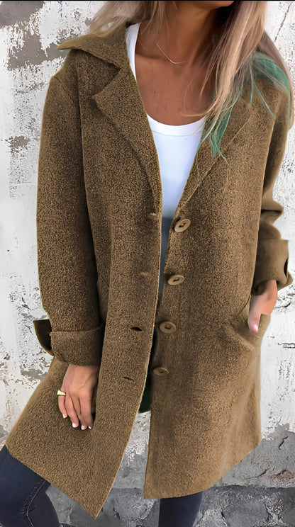 Meridith - Stilvoller langer Mantel mit Reverskragen für Damen