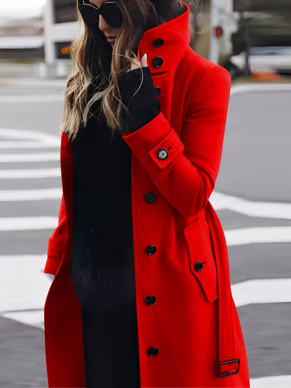 Mikaela - Eleganter, schmal geschnittener Wollmantel für Damen