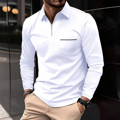 Bernard - Lässiges Langarm-Poloshirt mit Tasche für Herren