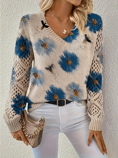 Ashtyn - Stilvoller Pullover mit Blumenmuster für Damen