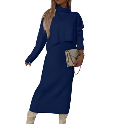 Natalee - Stilvolles Set aus Rollkragenpullover und Rock für Damen