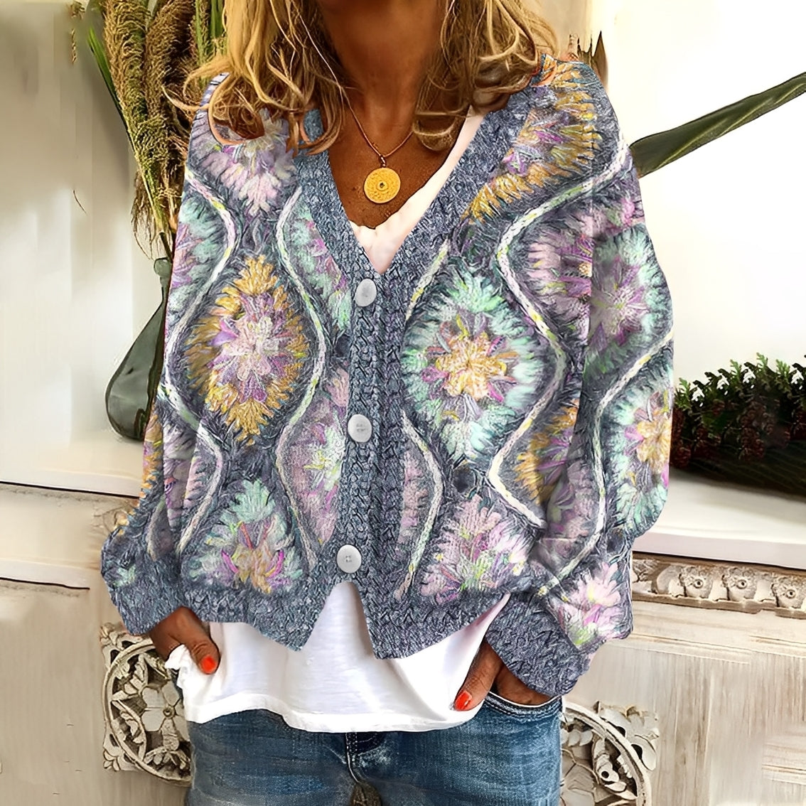 Nydia - Lässiger, weicher Pullover mit Aufdruck für Damen