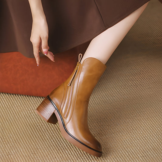 Pamella - Klassische knöchelhohe Lederstiefel für Damen