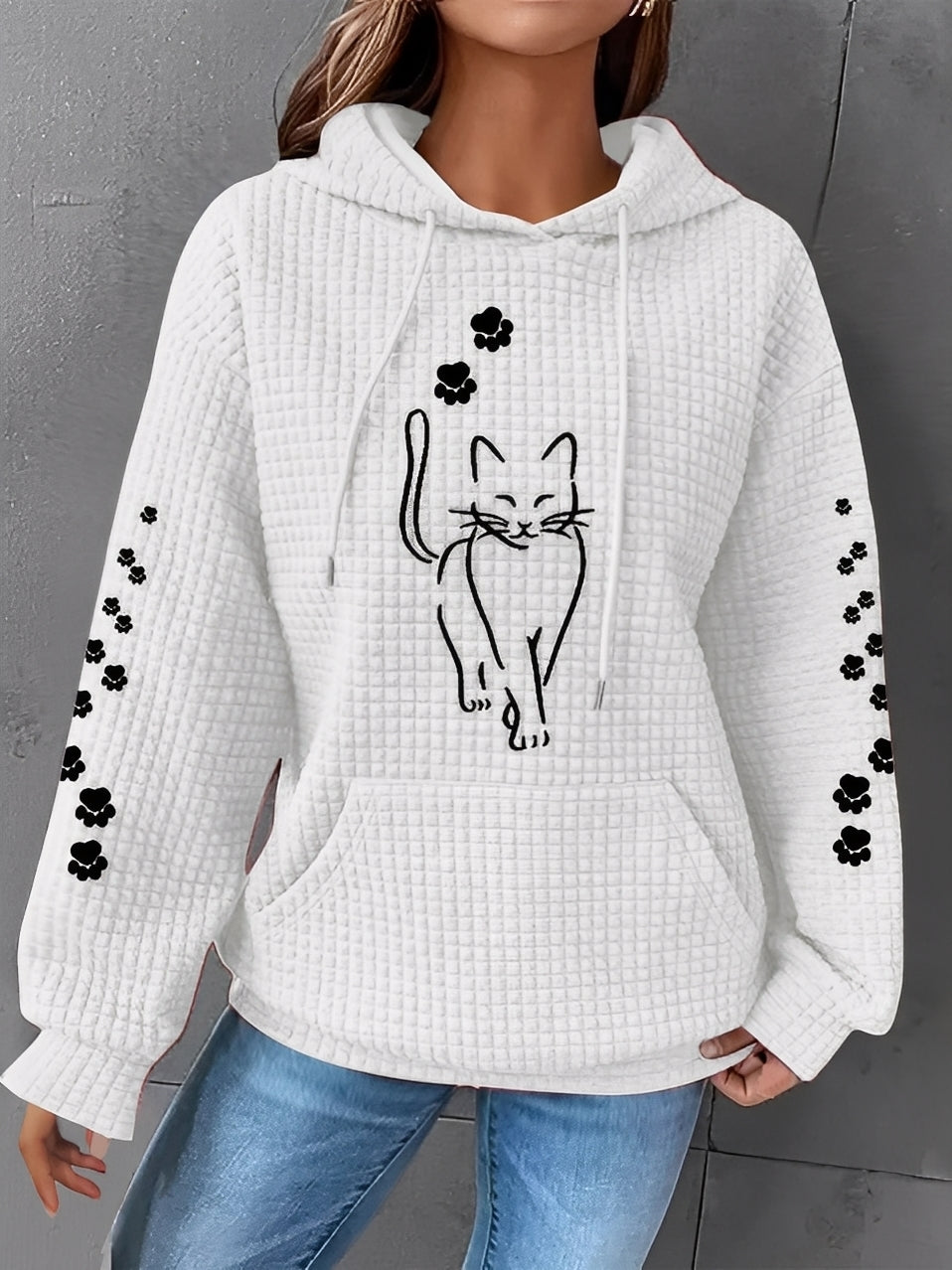 Berenice - Bedrucktes, warmes Kapuzensweatshirt für Damen