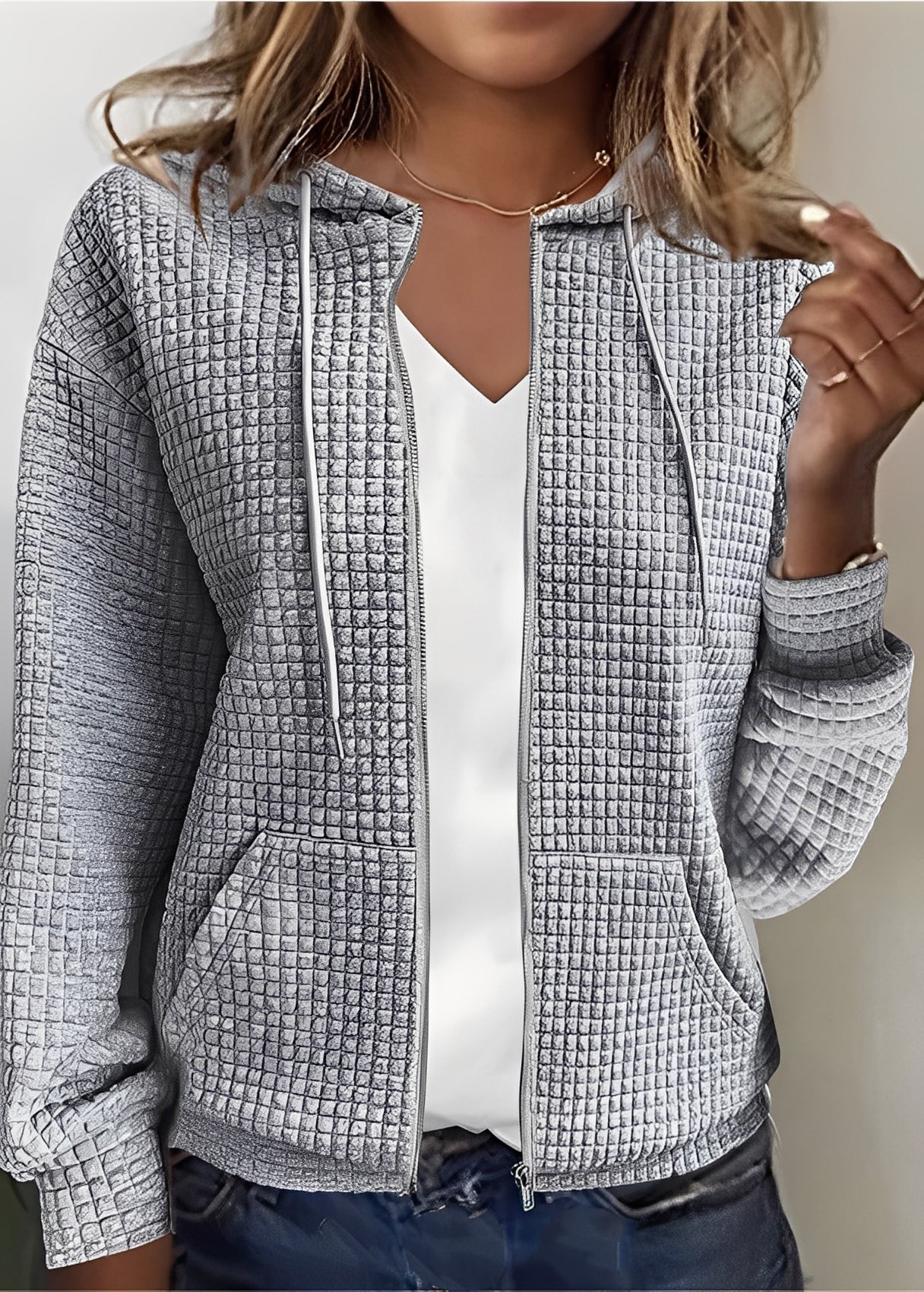 Katherine - Stilvoller Cardigan mit Kapuze und Taschen für Damen