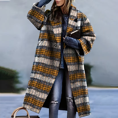 Zariah - Langer, dicker Mantel mit Print für Damen