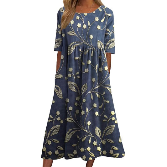 Margaux – Stilvolles Midikleid mit Blumenstickerei