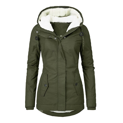 Angelica - Warmer Plisseemantel mit Kapuze für Damen