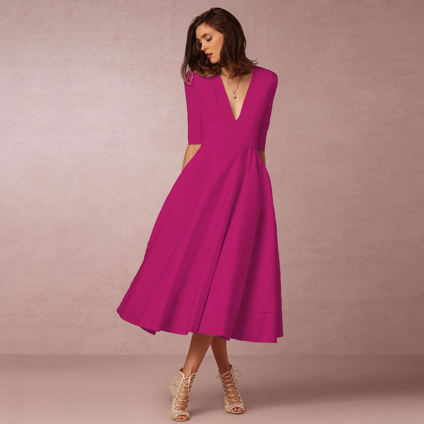 Sharise - Lässiges Kleid mit V-Ausschnitt für Damen